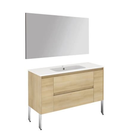 WS Bath Collections Ambra 48" Free Standing Single Basin Vanity Set with Cabinet, Ceramic Vanity Top, and Mirror Nordic Oak