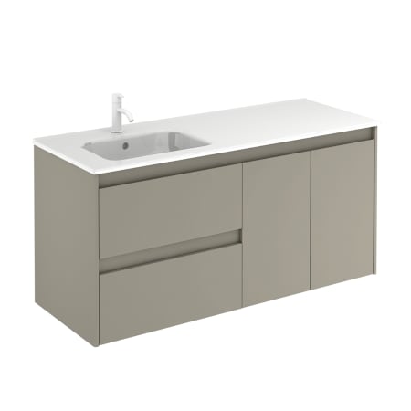 WS Bath Collections Ambra 48" Wall Mounted Single Basin Vanity Set with Cabinet and Ceramic Vanity Top Matte Sand