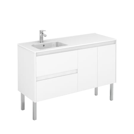 WS Bath Collections Ambra 48" Free Standing Single Basin Vanity Set with Cabinet and Ceramic Vanity Top Gloss White