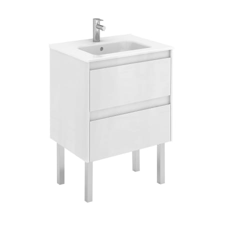 WS Bath Collections Ambra 24" Free Standing Single Basin Vanity Set with Cabinet and Ceramic Vanity Top Matte White
