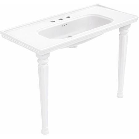 WS Bath Collections Antique 39-3/8" Rectangular Ceramic Console Bathroom Sink with Overflow and 3 Faucet Holes at 8" Centers Glossy White
