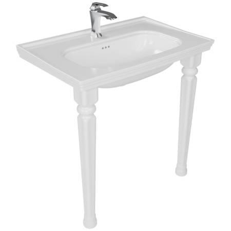 WS Bath Collections Antique 31-1/2" Rectangular Ceramic Console Bathroom Sink with Overflow and Single Faucet Hole Glossy White