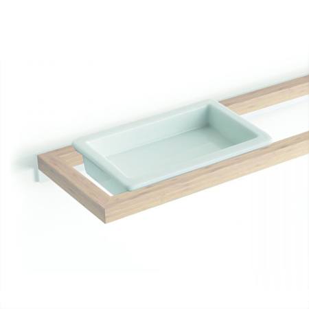 WS Bath Collections Bamboo 6" Ceramic Soap Dish Glossy White