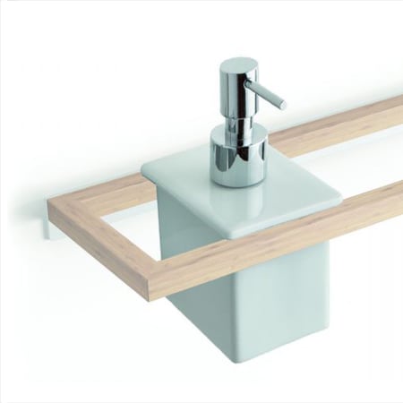 WS Bath Collections Bamboo Free Standing Soap Dispenser Glossy White