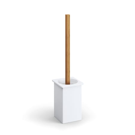 WS Bath Collections Bamboo Free Standing Toilet Brush Holder Glossy White