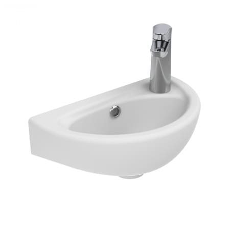 WS Bath Collections Basic 15-1/2" Oval Ceramic Wall Mounted Bathroom Sink with Overflow and Single Faucet Hole Glossy White