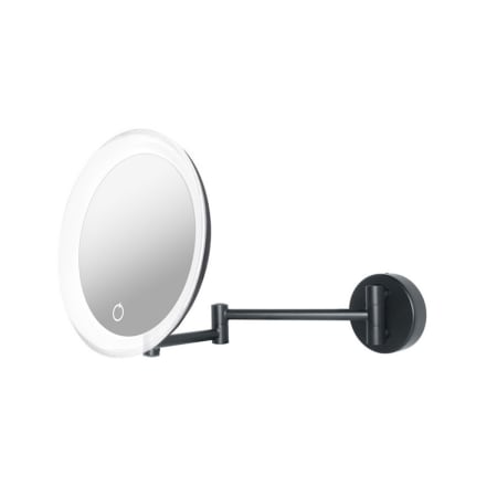 WS Bath Collections Beauty 18" W x 3-1/8" H Modern Circular Framed Bathroom Wall Mirror with LED Lighting Matte Black