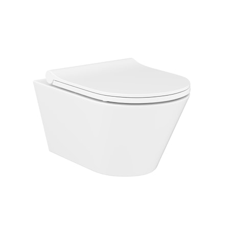 WS Bath Collections Charm 1.28 GPF Dual Flush Wall Mounted One Piece Elongated Toilet - Seat Included Glossy White