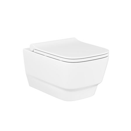 WS Bath Collections Charm 1.28 GPF Dual Flush Wall Mounted One Piece Elongated Toilet - Seat Included Glossy White
