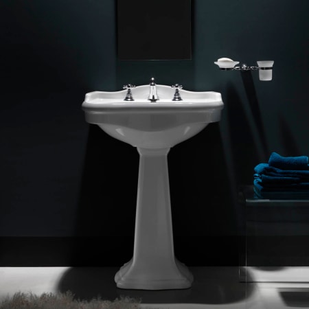 WS Bath Collections Contea 25-3/5" Pedestal Bathroom Sink with Three Faucet Holes - Includes Overflow White