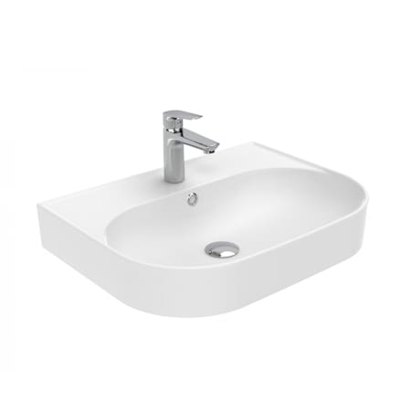 WS Bath Collections Contour 23-5/8" Rectangular Ceramic Vessel or Wall Mounted Bathroom Sink with Overflow and Single Faucet Hole Glossy White