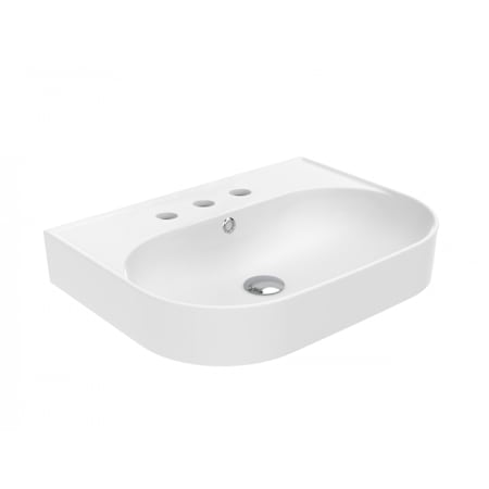WS Bath Collections Contour 23-5/8" Rectangular Ceramic Vessel or Wall Mounted Bathroom Sink with Overflow and 3 Faucet Holes at 8" Centers Glossy White