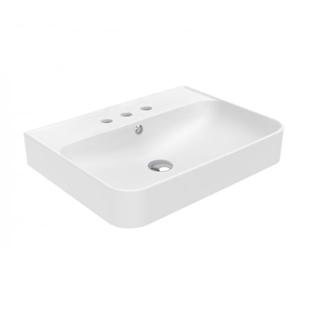 WS Bath Collections Contour 23-5/8" Rectangular Ceramic Vessel or Wall Mounted Bathroom Sink with Overflow and 3 Faucet Holes at 8" Centers Glossy White