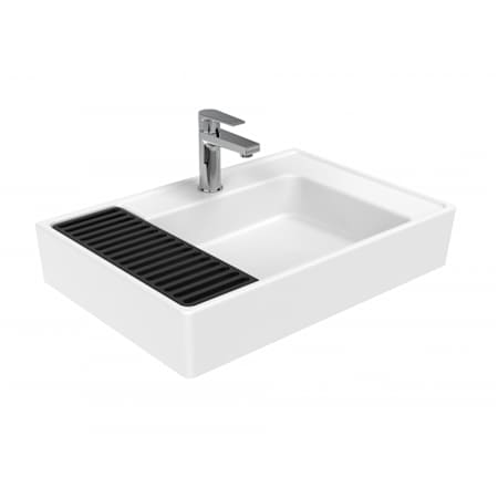WS Bath Collections Contour 25-5/8" Rectangular Ceramic Vessel or Wall Mounted Bathroom Sink with Overflow and Single Faucet Hole Glossy White