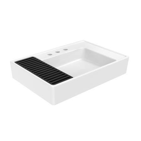 WS Bath Collections Contour 25-5/8" Rectangular Ceramic Vessel or Wall Mounted Bathroom Sink with Overflow and 3 Faucet Holes at 8" Centers Glossy White