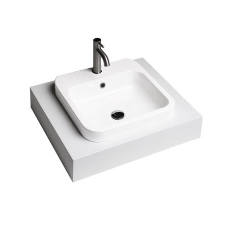 WS Bath Collections Cosa 18-7/8" Square Ceramic Drop-In Bathroom Sink with Overflow and Single Faucet Hole Gloss White