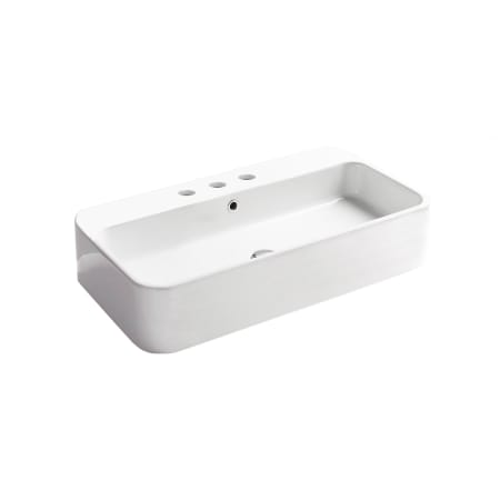 WS Bath Collections Cosa 31-1/2" Rectangular Ceramic Vessel or Wall Mounted Bathroom Sink with Overflow and 3 Faucet Holes at 8" Centers Gloss White