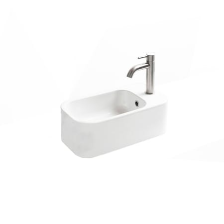 WS Bath Collections Cosa 18-7/8" Rectangle Ceramic Vessel or Wall Mounted Bathroom Sink with Overflow and Single Faucet Hole Gloss White