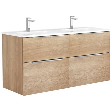 WS Bath Collections Dalia 48" Wall Mounted Double Basin Vanity Set with Cabinet and Ceramic Vanity Top