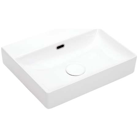 WS Bath Collections Edge 21-11/16" Rectangular Ceramic Vessel, Wall Mounted Bathroom Sink with Overflow Glossy White