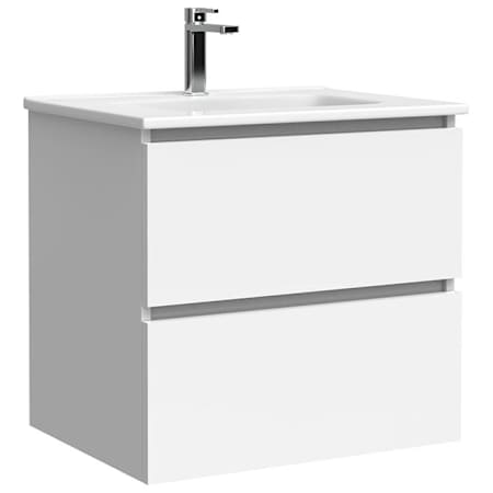 WS Bath Collections Flora 24" Wall Mounted Vanity Set with Cabinet Matte White