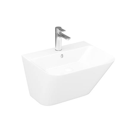 WS Bath Collections Free 21-11/16" Rectangular Ceramic Wall Mounted Bathroom Sink with Overflow and Single Faucet Hole Glossy White