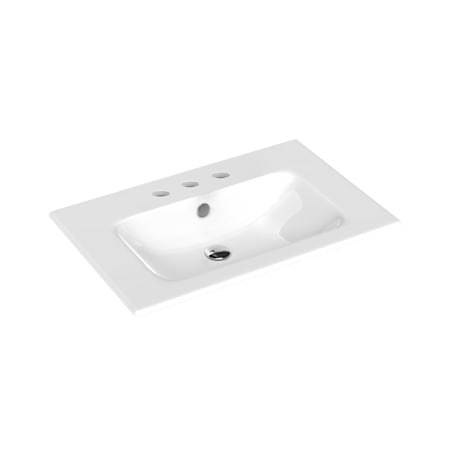 WS Bath Collections Joy 28" Rectangular Ceramic Drop In Bathroom Sink with Overflow and 3 Faucet Holes at 8" Centers Glossy White