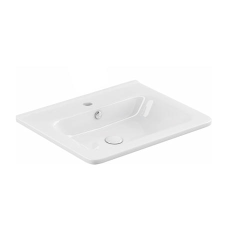 WS Bath Collections Joy 19-11/16" Rectangular Ceramic Drop In Bathroom Sink with Overflow and Single Faucet Hole Glossy White
