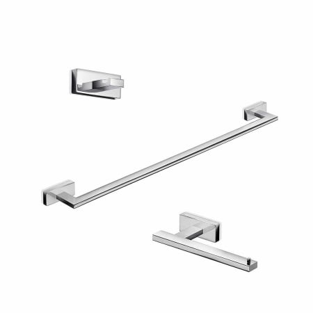 WS Bath Collections Lea Bathroom Accessory Package: Towel Bar, Robe Hook, Tissue Holder Polished Polished Chrome