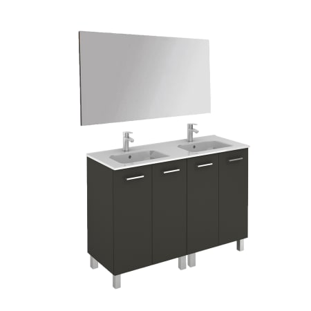 WS Bath Collections Logic Vanities 48" Free Standing Single Basin Vanity Set with Cabinet, Ceramic Vanity Top, and Mirror Anthracite