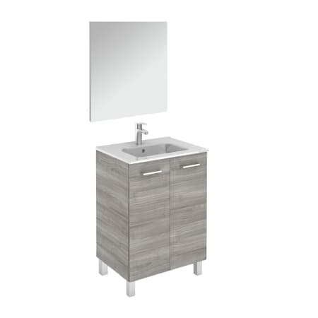 WS Bath Collections Logic Vanities 24" Free Standing Single Basin Vanity Set with Cabinet, Ceramic Vanity Top, and Mirror