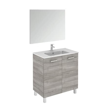 WS Bath Collections Logic Vanities 32" Free Standing Single Basin Vanity Set with Cabinet, Ceramic Vanity Top, and Frameless Mirror