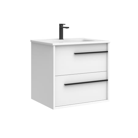 WS Bath Collections Lotus 24" Free Standing Single Basin Vanity Set with Cabinet and Ceramic Vanity Top Glossy White