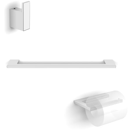 WS Bath Collections Luna 3 Piece Bathroom Package with Towel Bar, Robe Hook, and Hook Toilet Paper Holder Polished Chrome