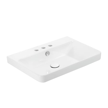 WS Bath Collections Luxury 23-13/16" Rectangular Ceramic Drop In or Wall Mounted Bathroom Sink with Overflow and 3 Faucet Holes at 8" Centers Glossy White