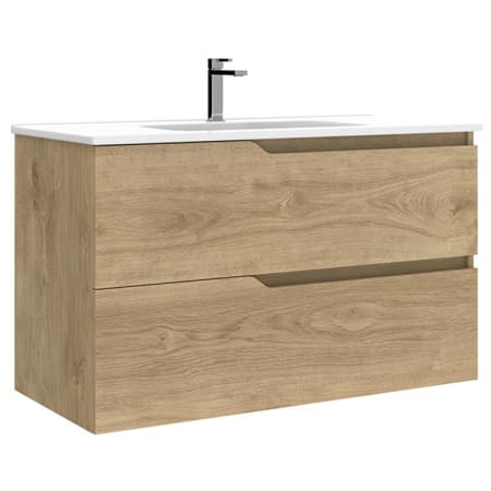 WS Bath Collections Menta 40" Wall Mounted Single Basin Vanity Set with Cabinet and Ceramic Vanity Top