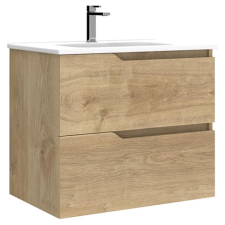 WS Bath Collections Menta 28" Wall Mounted Single Basin Vanity Set with Cabinet and Ceramic Vanity Top