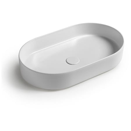 WS Bath Collections Mood 23-5/8" Oval Ceramic Vessel Bathroom Sink Glossy White