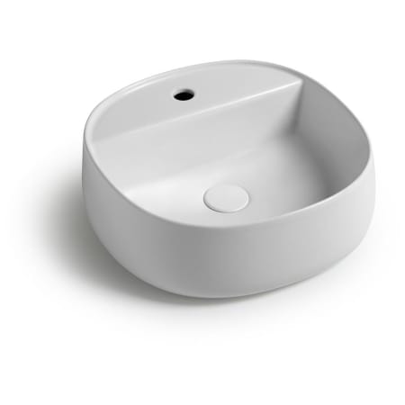 WS Bath Collections Mood 17-11/16" Square Ceramic Vessel Bathroom Sink with Single Faucet Hole Glossy White