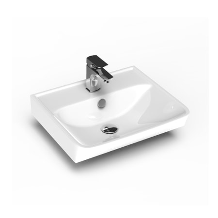 WS Bath Collections Neo 17-11/16" Rectangular Ceramic Wall Mounted Bathroom Sink with Overflow and Single Hole Glossy White