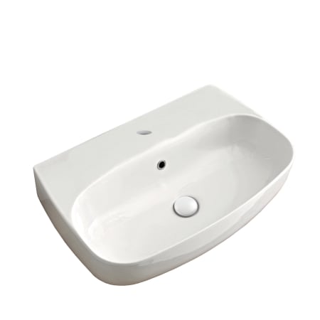 WS Bath Collections Nolita 19-11/16" Rectangular Ceramic Vessel or Wall Mounted Bathroom Sink with Overflow and 1 Faucet Hole Glossy White