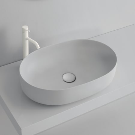 WS Bath Collections Nolita 23-5/8" Oval Ceramic Vessel Bathroom Sink Glossy White
