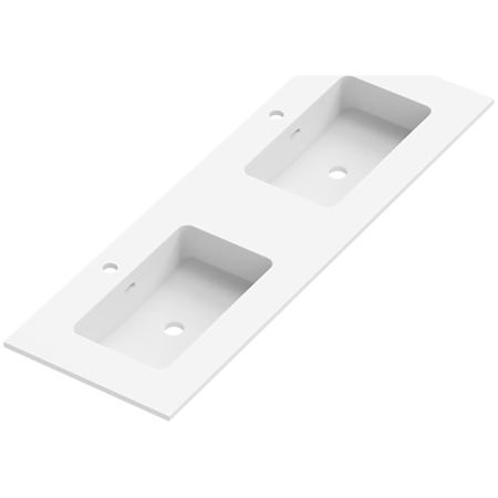 WS Bath Collections Onyx 55-1/2" Rectangular Ceramic Drop In Bathroom Sink with Overflow and 2 Faucet Holes Matte White