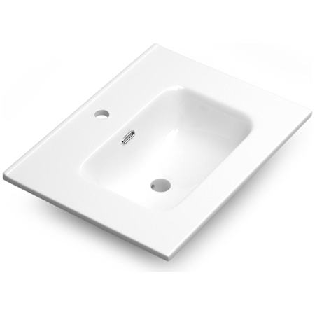 WS Bath Collections Onyx 24-3/16" Rectangular Ceramic Drop In Bathroom Sink with Overflow and Single Faucet Hole Glossy White