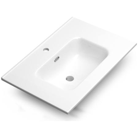 WS Bath Collections Onyx 28-1/8" Rectangular Ceramic Drop In Bathroom Sink with Overflow and Single Faucet Hole Glossy White