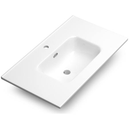 WS Bath Collections Onyx 32" Rectangular Ceramic Drop In Bathroom Sink with Overflow and Single Faucet Hole Glossy White