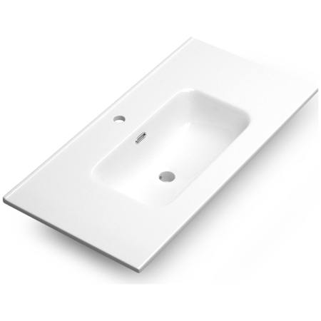 WS Bath Collections Onyx 36" Rectangular Ceramic Drop In Bathroom Sink with Overflow and Single Faucet Hole Glossy White