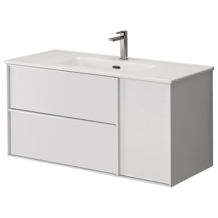 WS Bath Collections Palma 40" Wall Mounted Single Basin Vanity Set with Cabinet and Ceramic Vanity Top Matte White