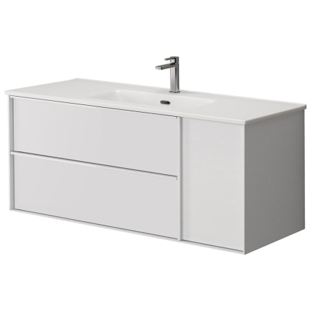 WS Bath Collections Palma 48" Wall Mounted Single Basin Vanity Set with Cabinet and Ceramic Vanity Top Matte White