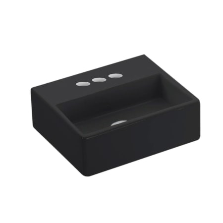 WS Bath Collections Quattro 13" Rectangular Ceramic Vessel or Wall Mounted Bathroom Sink with 3 Faucet Holes at 4" Centers Gloss Black
